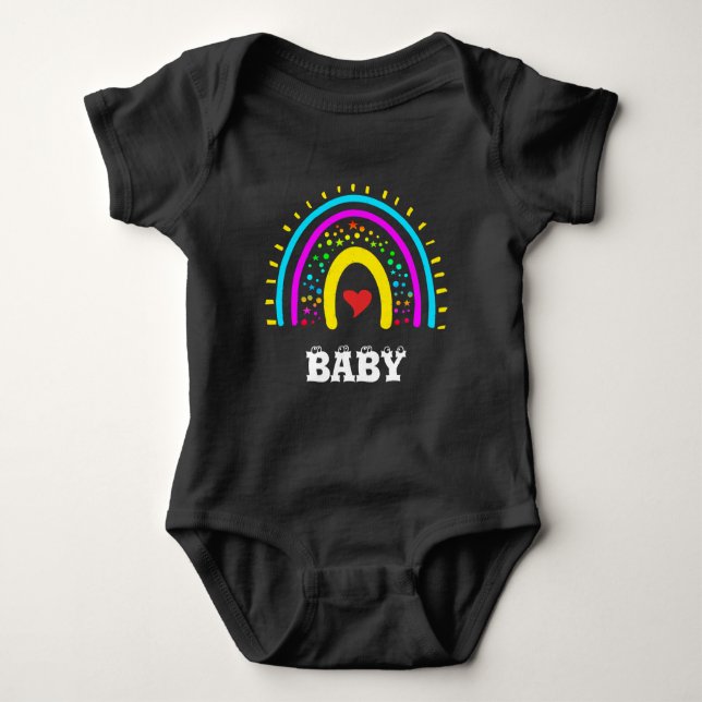 trendy colourful rainbow hearth baby love bodysuit (Front)