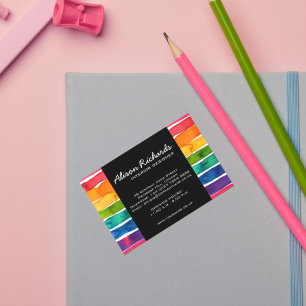 Trendy Colourful rainbow stripes interior design Business Card