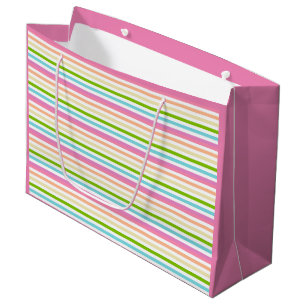 Trendy Colourful Stripes Template Pink Blue Green Large Gift Bag