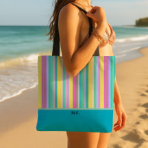 Trendy colourful Summer Stripes Tote