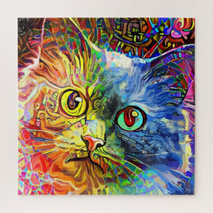 Trendy Colourful Tabby Cat Puzzle