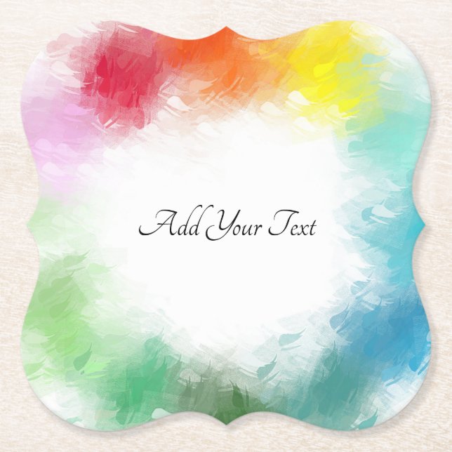 Trendy Colourful Template Custom Hand Script Paper Coaster (Front)