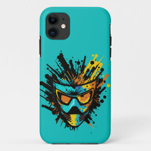 Trendy Colourful Turquoise Paintball Mask Splatter iPhone 11 Case