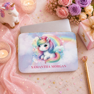 Trendy Colourful Unicorn Girl Birthday Laptop Case