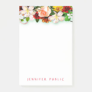 Trendy Colourful Watercolor Floral Flower Bouquet Post-it Notes