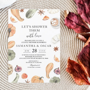 Trendy Colourful Watercolor Pumpkin Autumn Vibes Invitation