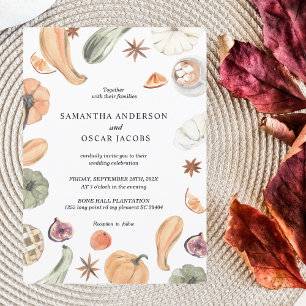Trendy Colourful Watercolor Pumpkin Autumn Vibes Invitation