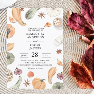 Trendy Colourful Watercolor Pumpkin Autumn Vibes Invitation