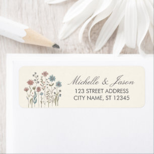 Trendy Colourful Wildflower Wedding Return Address Label
