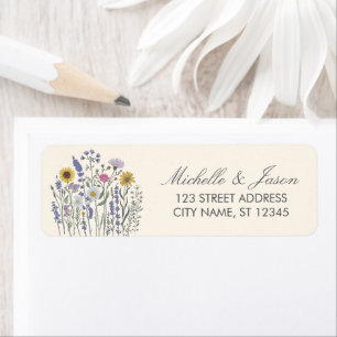 Trendy Colourful Wildflower Wedding Return Address Label