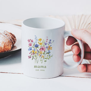 Trendy Colourful Wildflowers   Mama Coffee Mug