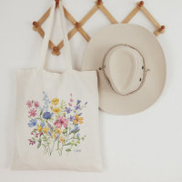 Trendy Colourful Wildflowers with Monogram