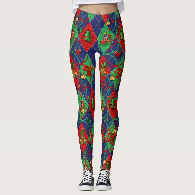 Trendy Colours Abstract Holiday Season Leggings (Front)