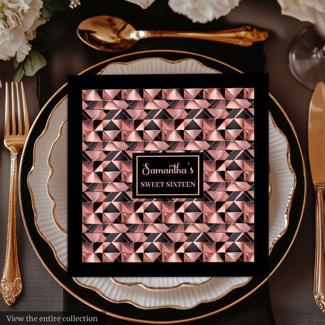 Trendy Colours Napkins Rose Gold Glitter & Black (Trendy Colors Napkins Rose Gold Glitter & Black)
