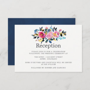 Trendy Colours Watercolor Floral Wedding Reception Invitation