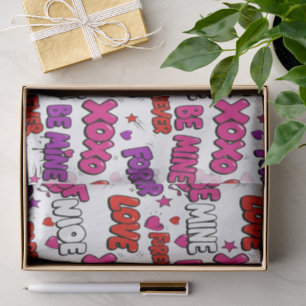Trendy Comic Book Graffiti "Be Mine" Typography Tissue Paper