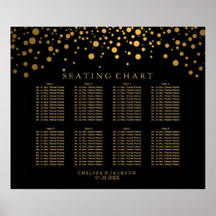 Trendy Confetti Golden Dots on Black Seating Chart