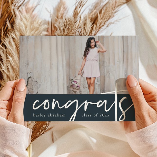 Trendy Congrats Photo Graduation Party Invitation (Creator Uploaded)
