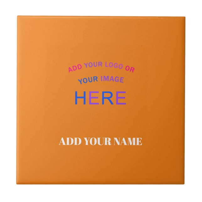 Trendy  Contemporary Customisable Trademark Orange Ceramic Tile (Front)