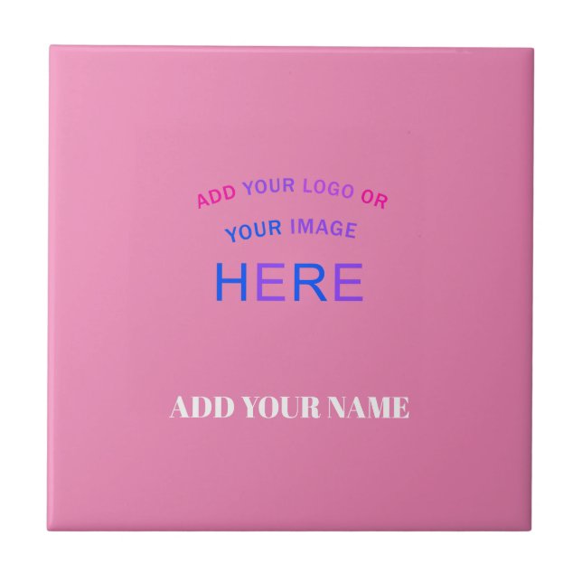 Trendy  Contemporary Customisable Trademark Pink Ceramic Tile (Front)