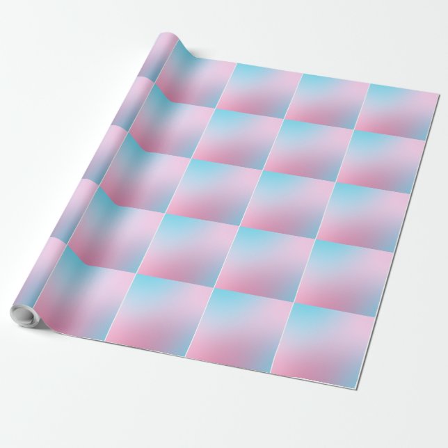 Trendy Contemporary Teal Pink Blue Wrapping Paper (Unrolled)