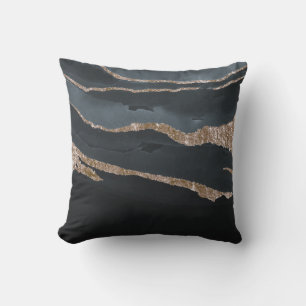 Trendy Cool Black Gold Marble Stone Cushion
