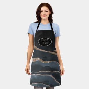 Trendy Cool Black Gold Marble Stone Texture  Apron
