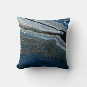Trendy Cool Blue Marble Stone  Cushion