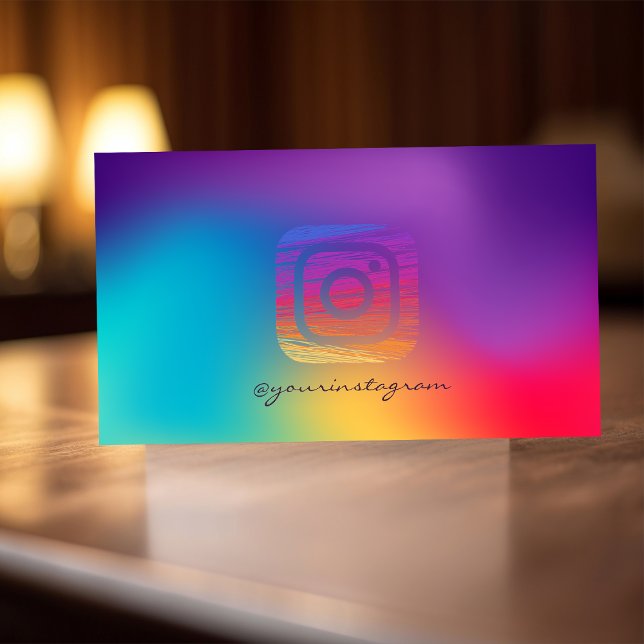 Trendy Cool Colourful Holographic Instagram Business Card (Creator Uploaded)