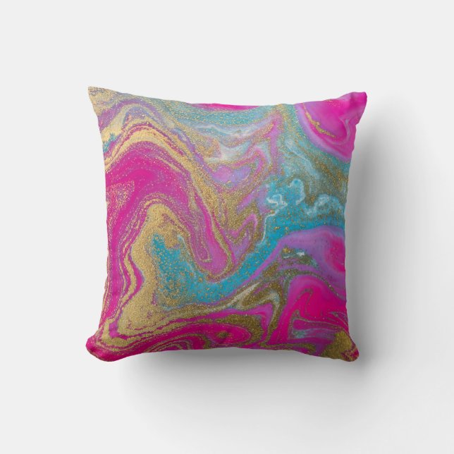 Trendy Cool Colourful Marble Stone Texture Cushion (Front)