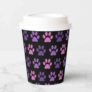 Trendy Cool Dog Paw Print Designer Colours Bulk Paper Cups