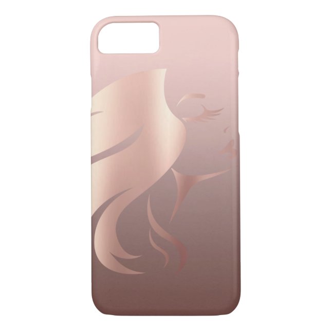 Trendy Cool Girl Face Silhouette Case-Mate iPhone Case (Back)