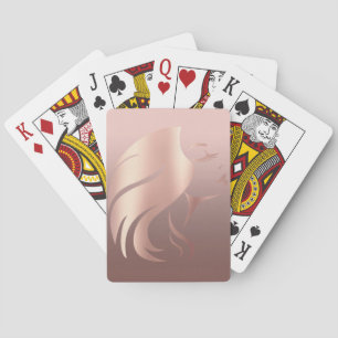 Trendy Cool Girl Face Silhouette Playing Cards