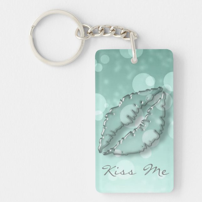 Trendy Cool Girly,Bokeh,Lips,Kiss Me Key Ring (Front)