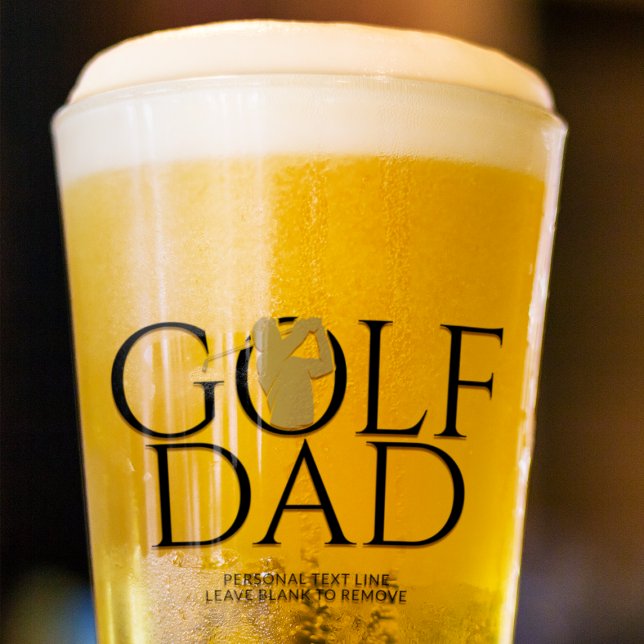 Trendy Cool "GOLF DAD" Gold Pint Glass (Creator Uploaded)