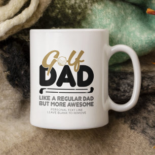 Trendy Cool "GOLF DAD" Gold Typography Pint Coffee Mug