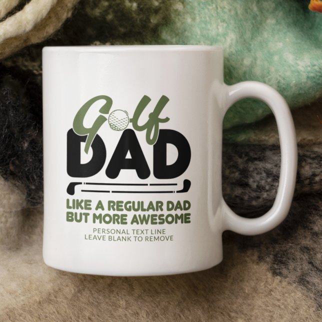 Trendy Cool "GOLF DAD" Green Typography Pint Coffee Mug (Creator Uploaded)