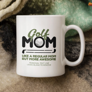 Trendy Cool "GOLF MOM" Green Typography Pint Coffee Mug