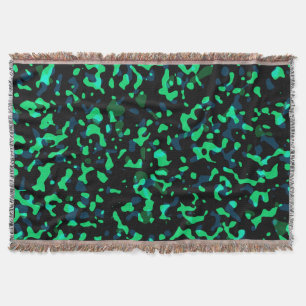 Trendy Cool Green Black Camouflage Throw Blanket