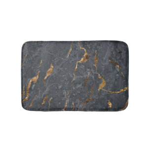Trendy Cool Grey Gold Marble Stone Bath Mat