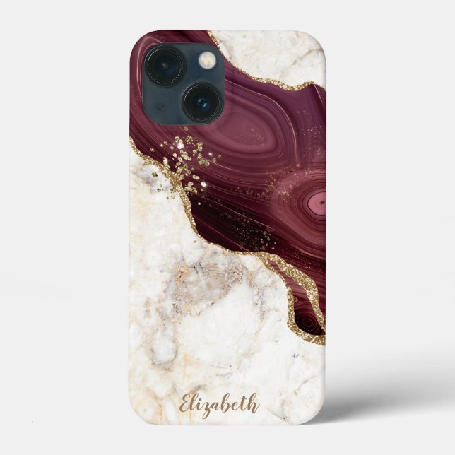 Trendy Cool Marble,Burgundy Gold  Case-Mate iPhone Case (Back)