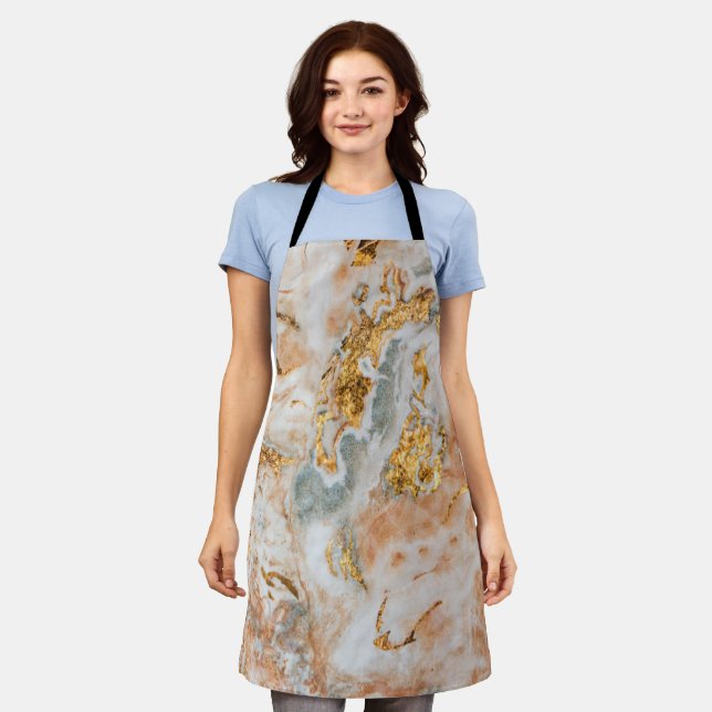 Trendy Cool Marble Gold Touch  Apron (Worn)