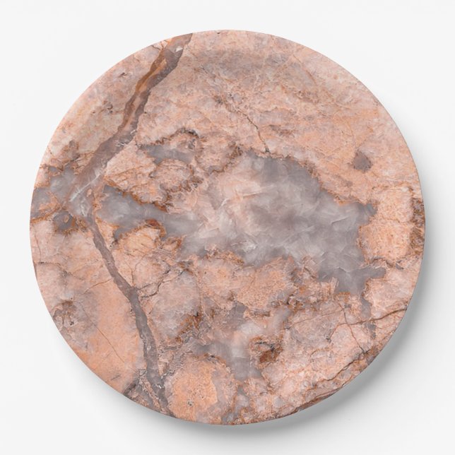 Trendy Cool Marble Stone Texture Paper Plate (Front)