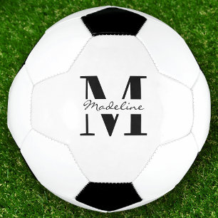 Trendy Cool Monogram Custom Name Sporty Soccer Ball