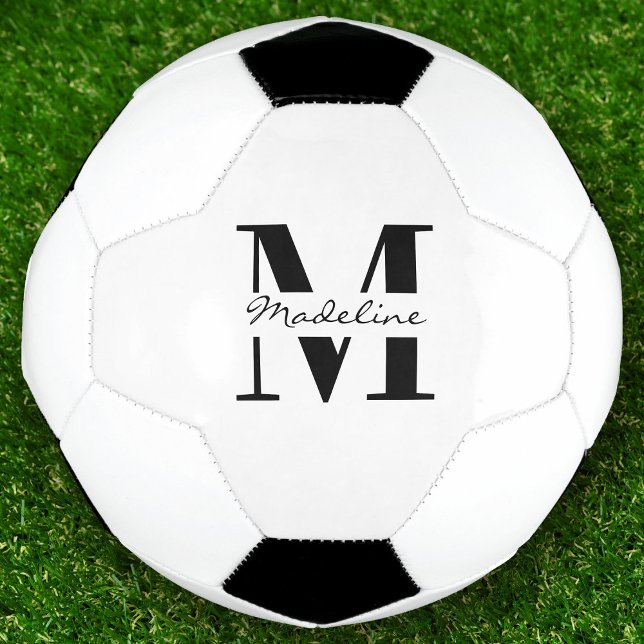 Trendy Cool Monogram Custom Name Sporty Soccer Ball (Creator Uploaded)