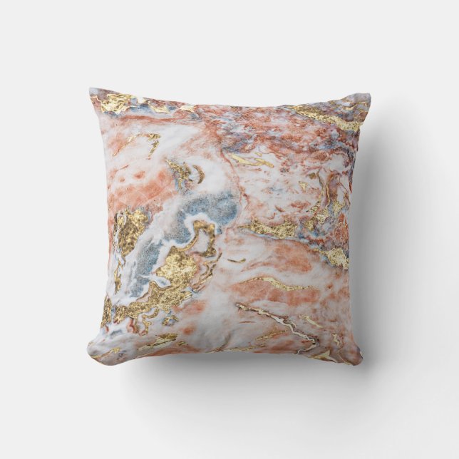 Trendy Cool Ombre Marble Stone Texture Cushion (Front)