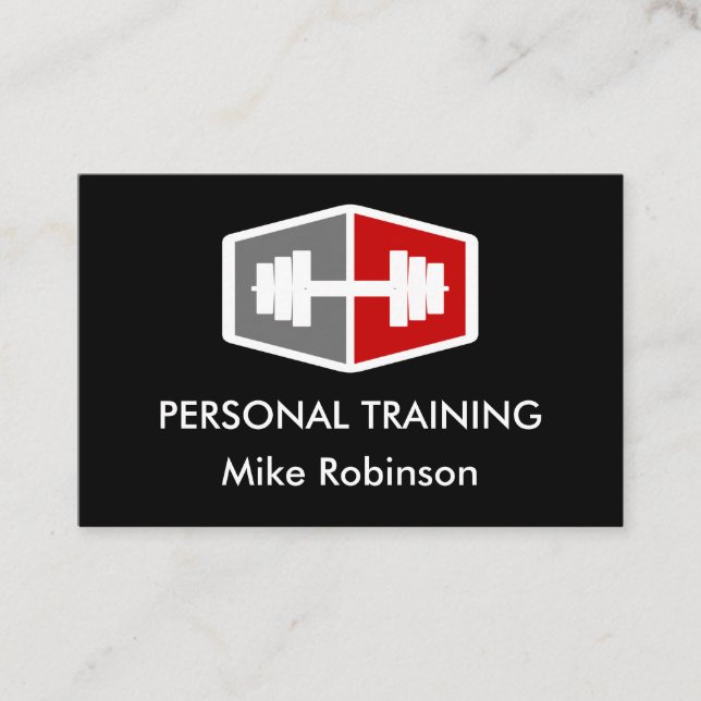 Trendy Cool Personal Trainer Fitness Business Card (Front)