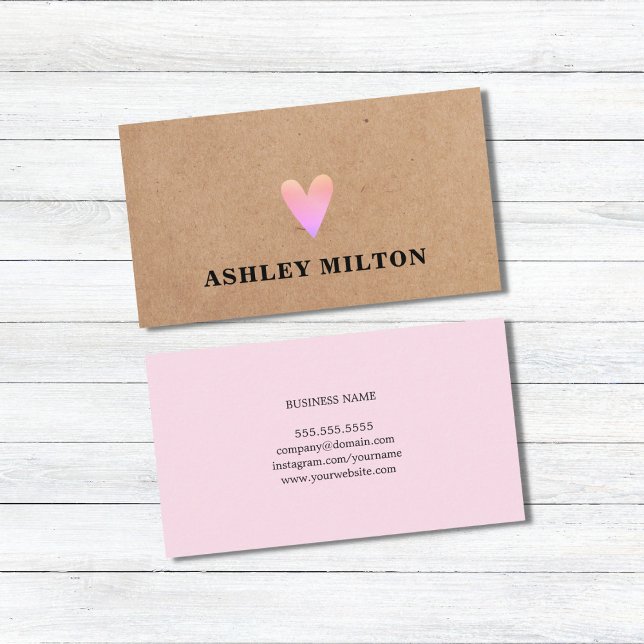 Trendy Cool Rose PRINTED Kraft Paper Heart Beauty Business Card (Creator Uploaded)