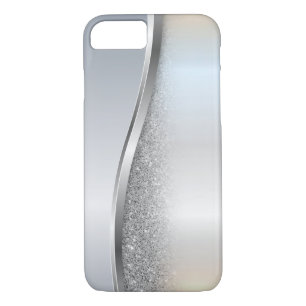 Trendy Cool Silver Glitter - Personalised iPhone 8/7 Case