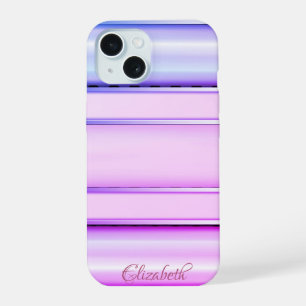 Trendy Cool Striped Purple iPhone 15 Case